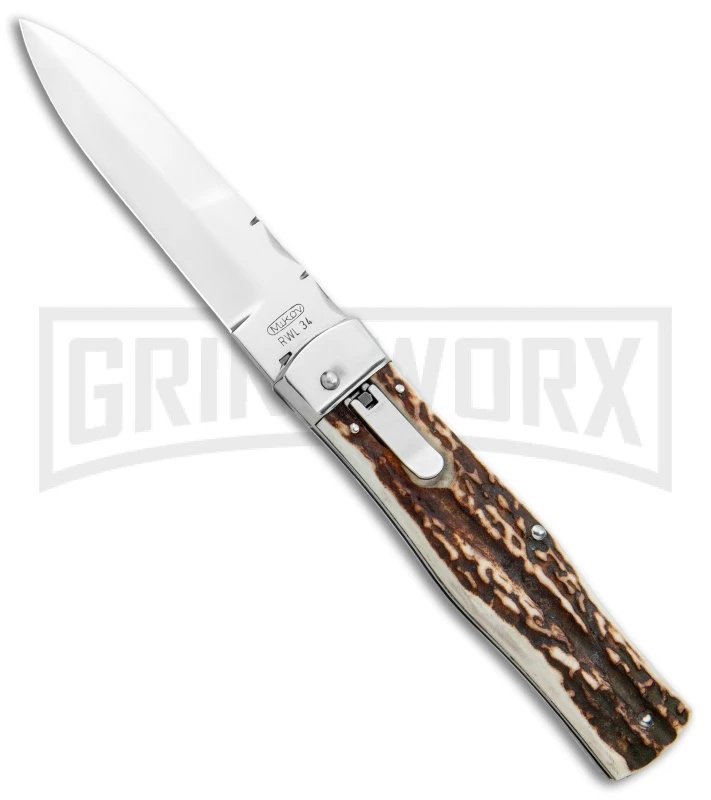 Mikov 241 Predator Stag Automatic Lever Lock Knife File Work - Bayo 3 Mikov 241 Predator Stag Automatic Lever Lock Knife File Work - Bayo