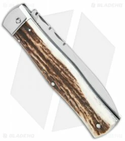 Mikov 241 Predator Lever Lock Bayo Automatic Knife Stag File Work (3.75" Satin) -US Knives Sales 2024 Mikov 241 Predator LL Bayo Auto Stag File Work Satin BHQ 104172 jr side