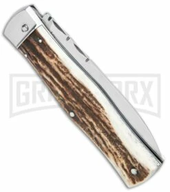 Mikov 241 Predator Stag Automatic Lever Lock Knife File Work - Bayo 8 Mikov 241 Predator Stag Automatic Lever Lock Knife File Work - Bayo -US Knives Sales 2024 Mikov 241 Predator LL Bayo Auto Stag File Work Satin BHQ 104172 jr side large