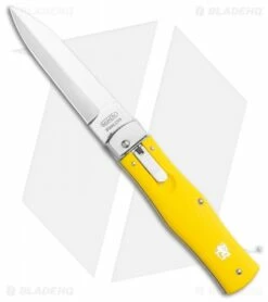 Mikov 241 Predator Lever Lock Automatic Knife Yellow (3.75" Polish) Pocket Clip