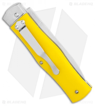 Mikov 241 Predator Lever Lock Automatic Knife Yellow (3.75" Polish) Pocket Clip 5 Mikov 241 Predator Lever Lock Automatic Knife Yellow (3.75" Polish) Pocket Clip - Image 3