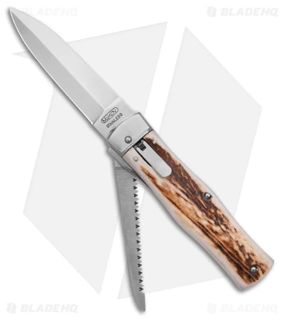 Mikov 241 Predator Lever Lock Automatic Knife W/ Saw Stag Horn (3.75" Polish) 3 Mikov 241 Predator Lever Lock Automatic Knife W/ Saw Stag Horn (3.75" Polish)