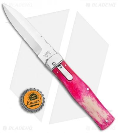 Mikov 241 Predator Lever Lock Bayo Automatic Knife Lilac Dyed Bone (3.75" Satin) 7 Mikov 241 Predator Lever Lock Bayo Automatic Knife Lilac Dyed Bone (3.75" Satin) - Image 5