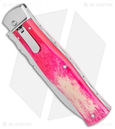 Mikov 241 Predator Lever Lock Bayo Automatic Knife Lilac Dyed Bone (3.75" Satin) 4 Mikov 241 Predator Lever Lock Bayo Automatic Knife Lilac Dyed Bone (3.75" Satin) - Image 2