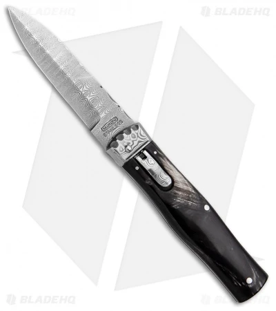 Mikov Panther Lever Lock Automatic Knife Buffalo Horn Bayonet (3.75" Damascus) 3 Mikov Panther Lever Lock Automatic Knife Buffalo Horn Bayonet (3.75" Damascus)